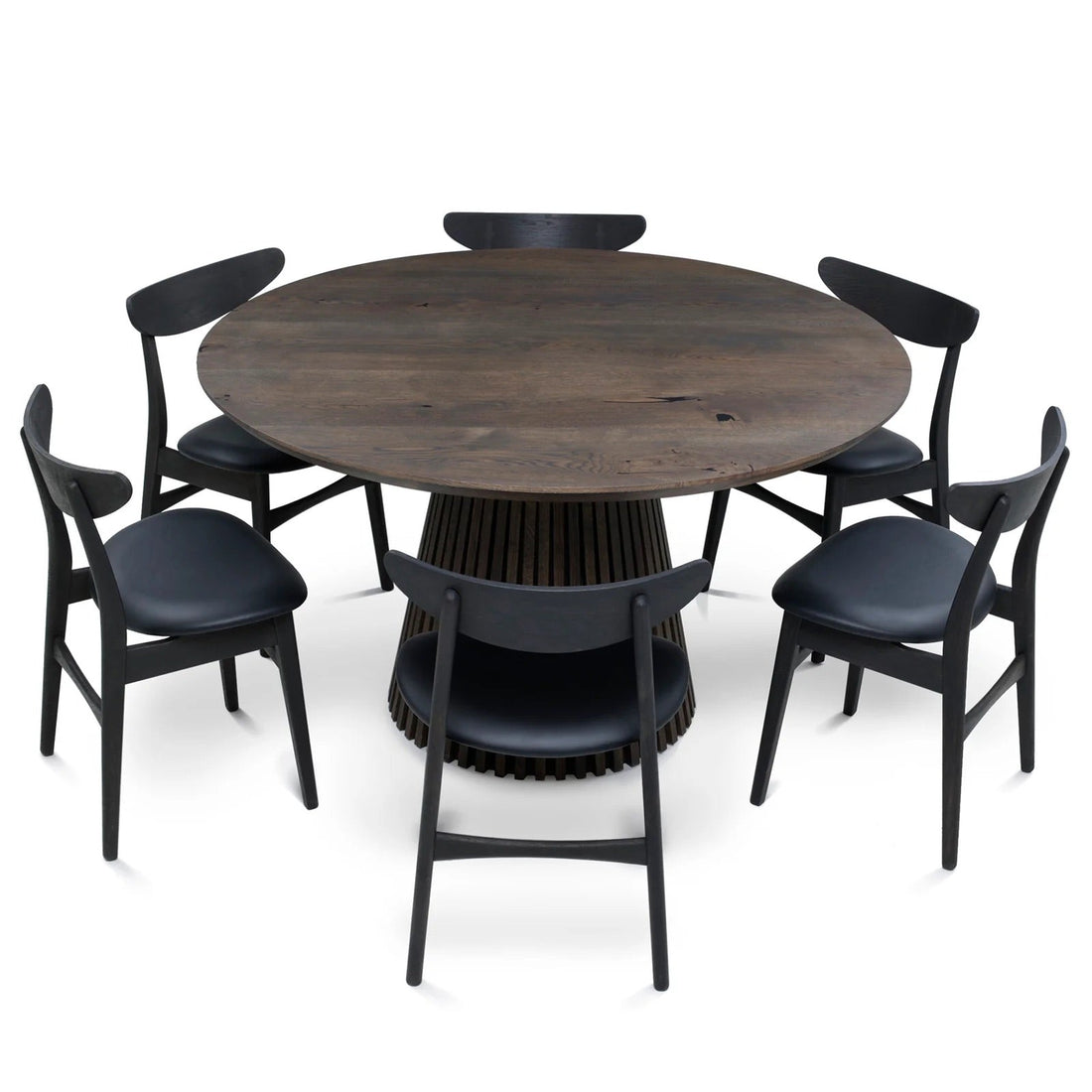 Vivien Round Dining Table Extendable in Charcoal Oak|S10Home