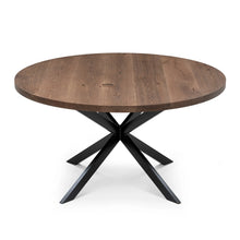Round Dark Oak Dining Table Extendable by S10Home